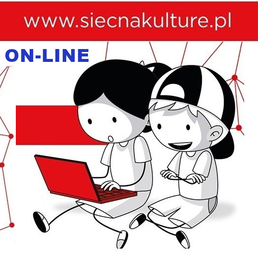 Rysunek chłopca i dziewczynki z laptopem na kolanach