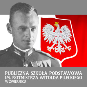 Zdjęcie mężczyzny w mundurze z medalami. Obok godło Polski na biało-czerwonym tle