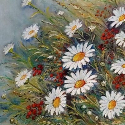 Obraz olejny z polnymi kwiatami